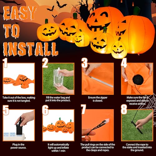 Halloween Inflatable Pumpkin Outdoor Decoration with LED Lights - 7.5ft