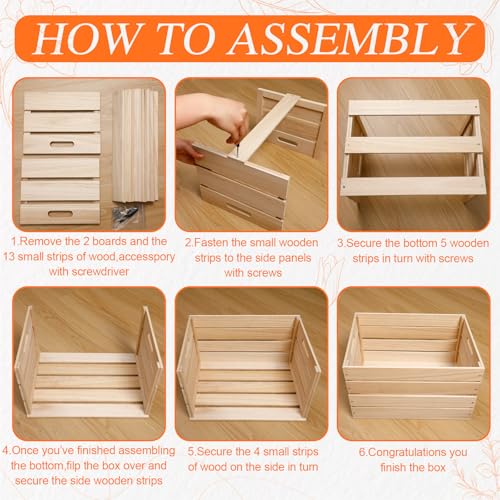 Wooden Storage Crates Set - Unfinished Rustic Display Boxes, 12x10x8 Inches, 3 Pack
