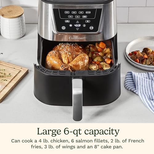 Cuisinart 6-Qt Air Fryer with 4 Functions & 3 Presets, Large Capacity