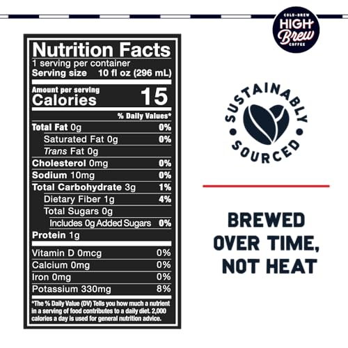High Brew Nitro Black Cold Brew Coffee Pack of 12 - Sugar-Free, 10oz Cans