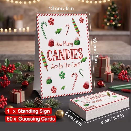 Christmas Guessing Game with Sign and 50 Cards - Holiday Party Activity