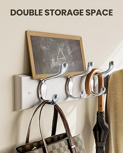 Amada Wall Mount Coat Rack 2-Pack with 8 Hooks, White Entryway Organizer