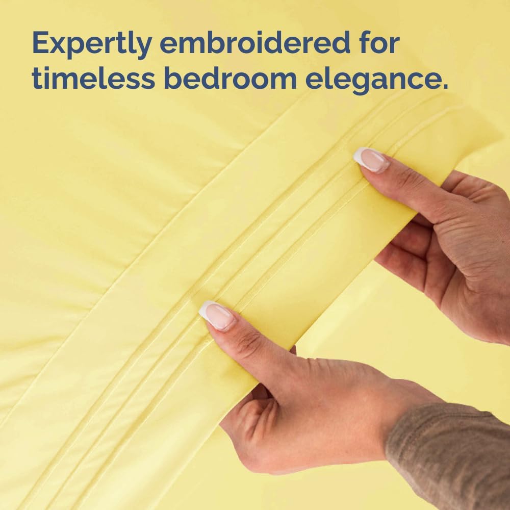 King Standard Pillow Cases - Soft Hotel Quality Covers for Comfy Bedding | Set of 4 - Yellow