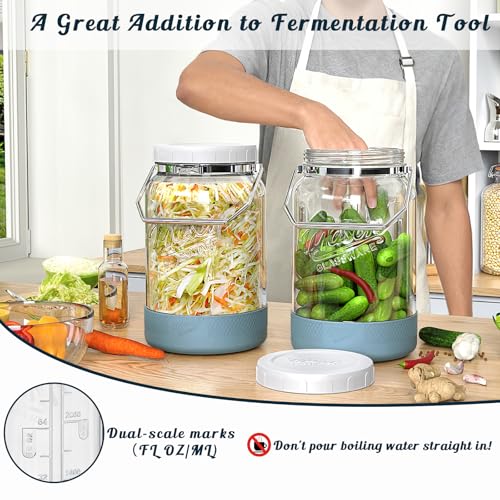 2 Pack 1 Gallon Glass Jars with Airtight Lids and Handles - Food Storage Set