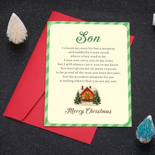 Christmas Cards for Son with Envelopes – Mom & Dad Greeting Card Set