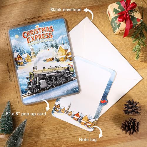 Steam Train Pop-Up Christmas Card 3D – Christmas Express (SISTIMON) Train Variation