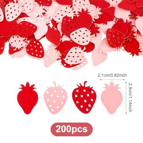 200PCS Strawberry Dot Confetti Scatters for Baby Shower, Bee Birthday, Wedding, Table, Wall, Christmas, Halloween, Thanksgiving Party Decoration Supplies (Red)