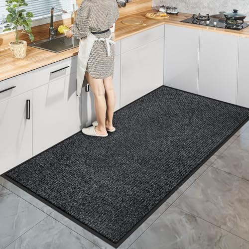 Dark Grey Indoor Outdoor Heavy Duty Door Mat 4x6 ft Non-Slip Absorbent Entrance Rug
