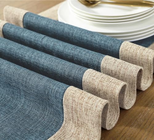 HomeyHo Rustic Blue Table Runner 15 x 108 Inches Fringe & Durable Polyester