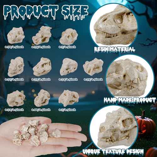 50 Pcs 0.75 in Mini Resin Animal Skull Heads Miniature Animal Skull Figurines Mini Halloween Skulls Figurine Miniature Skulls for Crafts Halloween Christmas Micro Landscape Decor