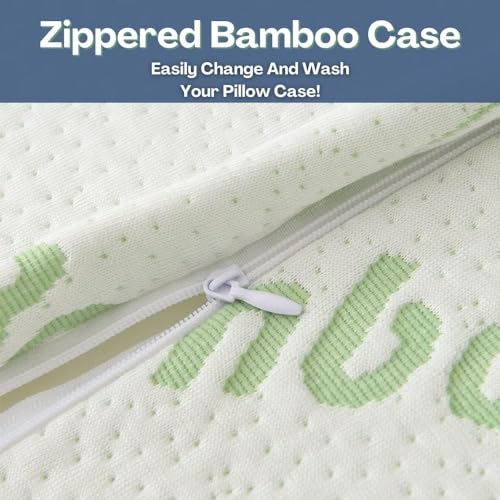 DreamField Linen Bamboo Rayon Standard Set of 2 Adjustable Shredded Memory Foam Sleeping Pillows 26x20"