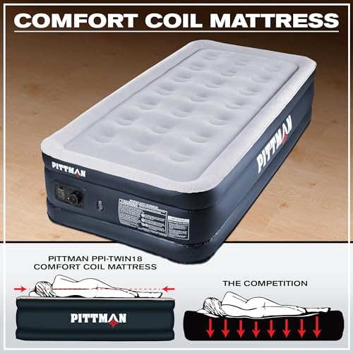 Twin 18-Inch High Inflatable Air Mattress with Built-In Pump - Black