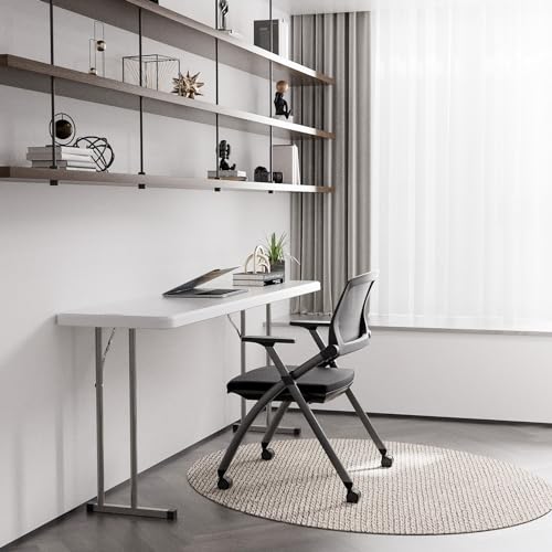 VINGLI 6ft White Narrow Folding Table - Premium HDPE & Sturdy Metal Frame
