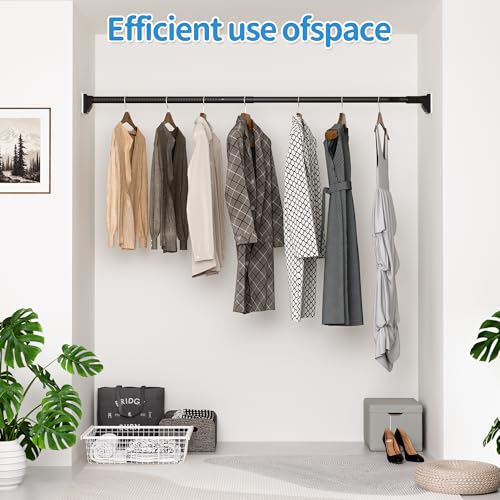JICUIGE Black 30-45in Heavy Duty Tension Curtain & Clothes Rod, No Drill Steel Support