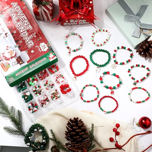 Jiuguva Christmas Calendar Bracelets 2026 – 24 Beaded Advent Gift Set