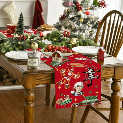 Christmas Table Runner 13x90 inch Red - Yarcooly New Year Xmas Home Decor