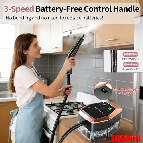 High-Pressure Handheld Steam Cleaner with Large Water Tank & Temp Display