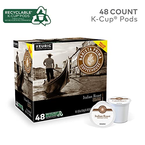Italian Roast Coffee Pods - Dark Roast Single Serve K-Cup, 48 Count - Recyclable & Kosher