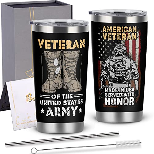 Cosictic Veteran's Day Gift for Men - 20oz Black Travel Tumbler for Veterans