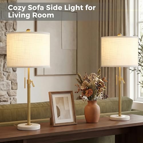 Gold Adjustable Table Lamps Set of 2 - Dimmable Nightstand & Entry Lamps