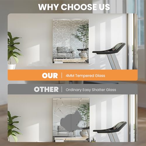 pertetey Frameless Home Gym Mirrors 56x16 inches 2-Pack - Full Body Reflection