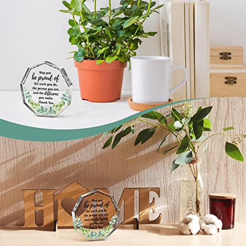 Yinder Nonagon Eucalyptus Acrylic Thank You Gifts for Coworkers, Appreciation Keepsake