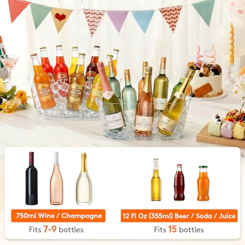 Plastic Ice Bucket Set 13L for Parties and Events - 2 Pieces, BPA Free