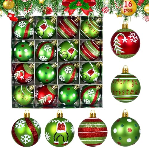Christmas Decorations Ornaments for Tree - 16Pcs 2.4Inch Red and