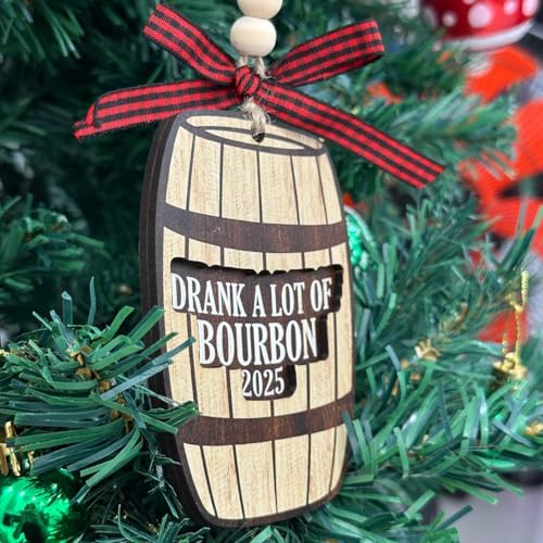 PORSWISH Bourbon Christmas Ornament - Whiskey Wooden Holiday Decor for Men & Women