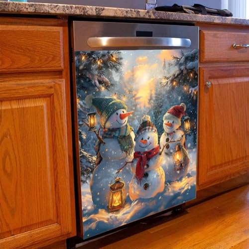 Winter Snowman Wallpaper Magnetic Dishwasher Cover