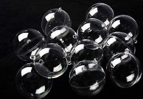 Clear Plastic Ball Ornaments - 80mm, Pack of 12 for Holiday Decor