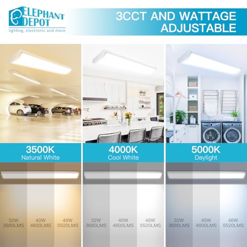 4FT LED Wraparound Light Fixture - Kitchen Ceiling Light with Dimming, 54W, 6210LM, 3500-5000K, 120-277V, UL Listed, 0-10V Dimmable - Variation of THIS listing