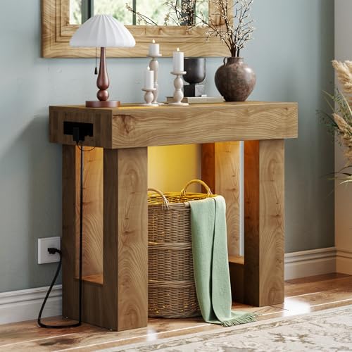 Unikito 39-Inch Entryway Console Table with Sensor Light, USB-C & Power Outlets