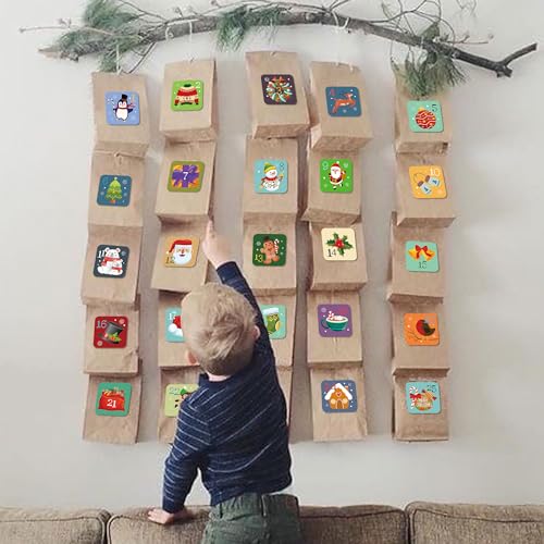 Lucleag 250PCS Christmas Advent Calendar Number Stickers for Kids,