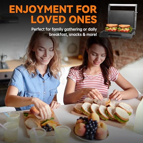 Baker's Friend Stainless Steel Mini Panini Press & Griddle - 2-Slice Sandwich & Pancake Maker