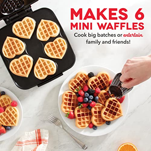 Dash Multi Mini Heart Waffle Maker - Makes 6 Red Heart-Shaped Waffles