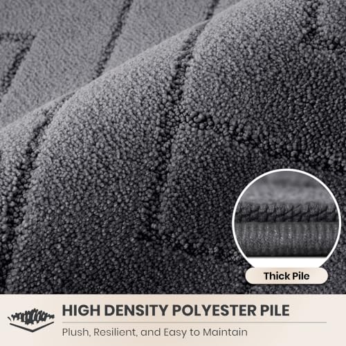 PURRUGS Grey Area Rug 48 x 72 Inches Low-Profile Durable Carpet
