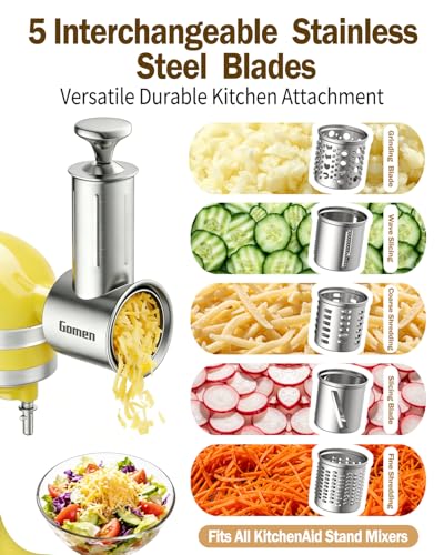 Large Stainless Steel Food Slicer & Shredder Attachment for KitchenAid Mixers