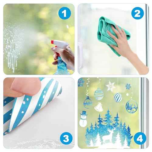 Cinrobiye 172Pcs Christmas Snowflake Window Clings Winter Wonderland Decal Stickers Let it Snow Reindeer Snowman Window Seasons Decals for Elk Snowball Holiday Home Kitchen Living Room,9 Sheets