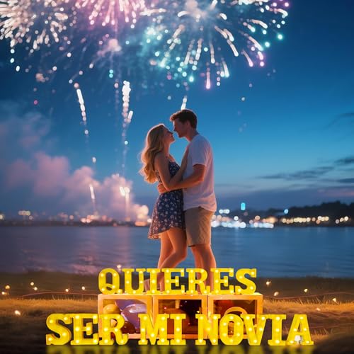 Quieres Ser Mi Novia Light Up Letters & 1000 Rose Petals - Romantic Proposal Set - Quieres Ser Mi Novia2