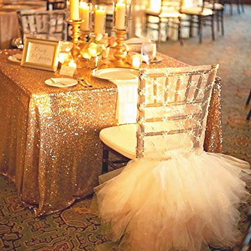 SquarePie Gold Sequin Tablecloth 60x102 Inch for Wedding & Party Decor