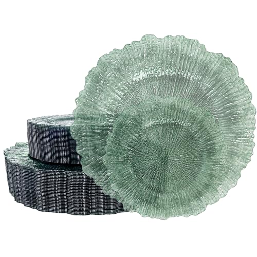 Dark Green Disposable Plastic Plates 60pcs Heavy Duty Eco-Friendly Tableware