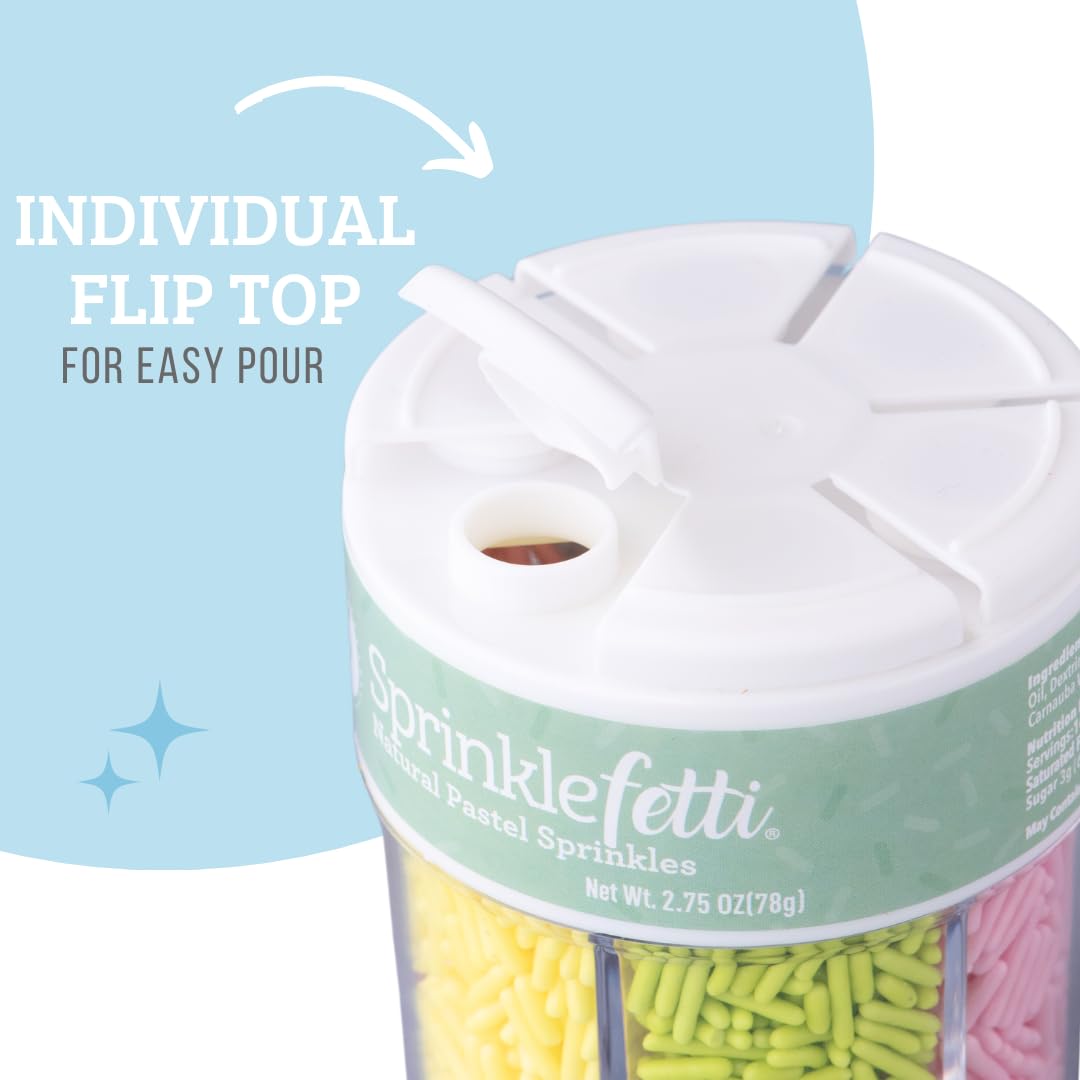 Sweets Indeed Edible Sprinkle Mix - 6 Cell Pastel Jimmies for Cake Decorations & Baking