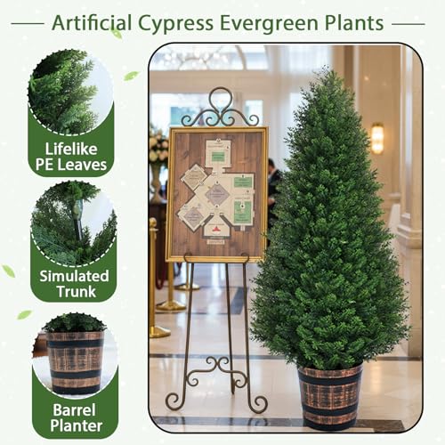 Set of 2 Artificial Cedar Topiary Trees 4FT for Indoor & Outdoor Decor