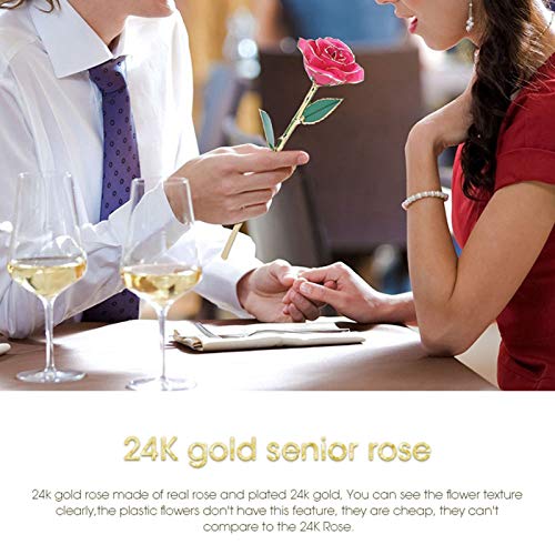 Pink Blooming Rose Gift - 24K Gold Dipped Real Rose for Mother’s Day, Valentine's, Christmas & Birthdays