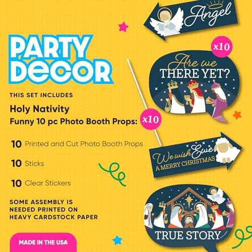 Big Dot of Happiness Funny Holy Nativity - Manger Scene Religious Christmas Photo Booth Props Kit - 10 Piece