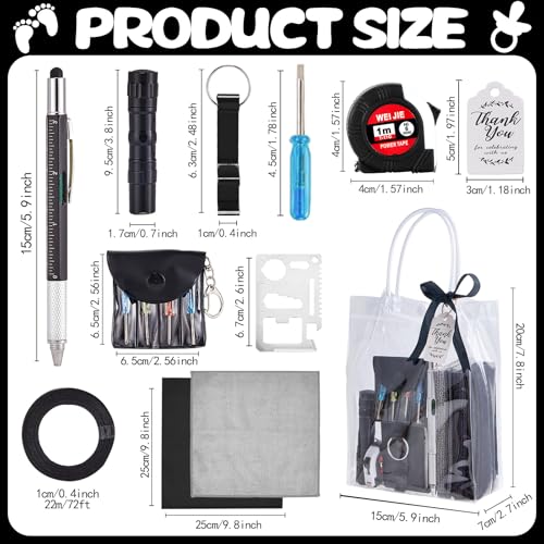 Wishfond Black 60PCS Men’s Baby Shower Prize Set with Multi-Tools & Accessories
