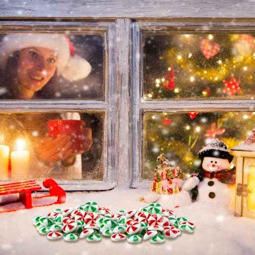 Giegxin 120 Pcs Christmas Candy Cane Mini Fake Candy DIY Craft Supplies Resin Peppermint Ornaments for Christmas DIY Garden Accessories Xmas Phone Case Making Decoration