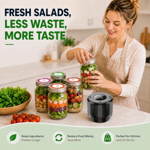 UNERVER Black Mason Jar Vacuum Sealer Kit for Wide & Regular Mouth Lids