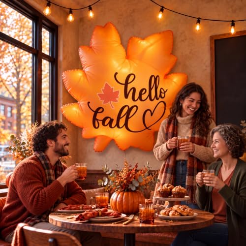 5.25ft Fall Maple Leaf Inflatable LED Thanksgiving Yard Decor - Outdoor Festive Decoration